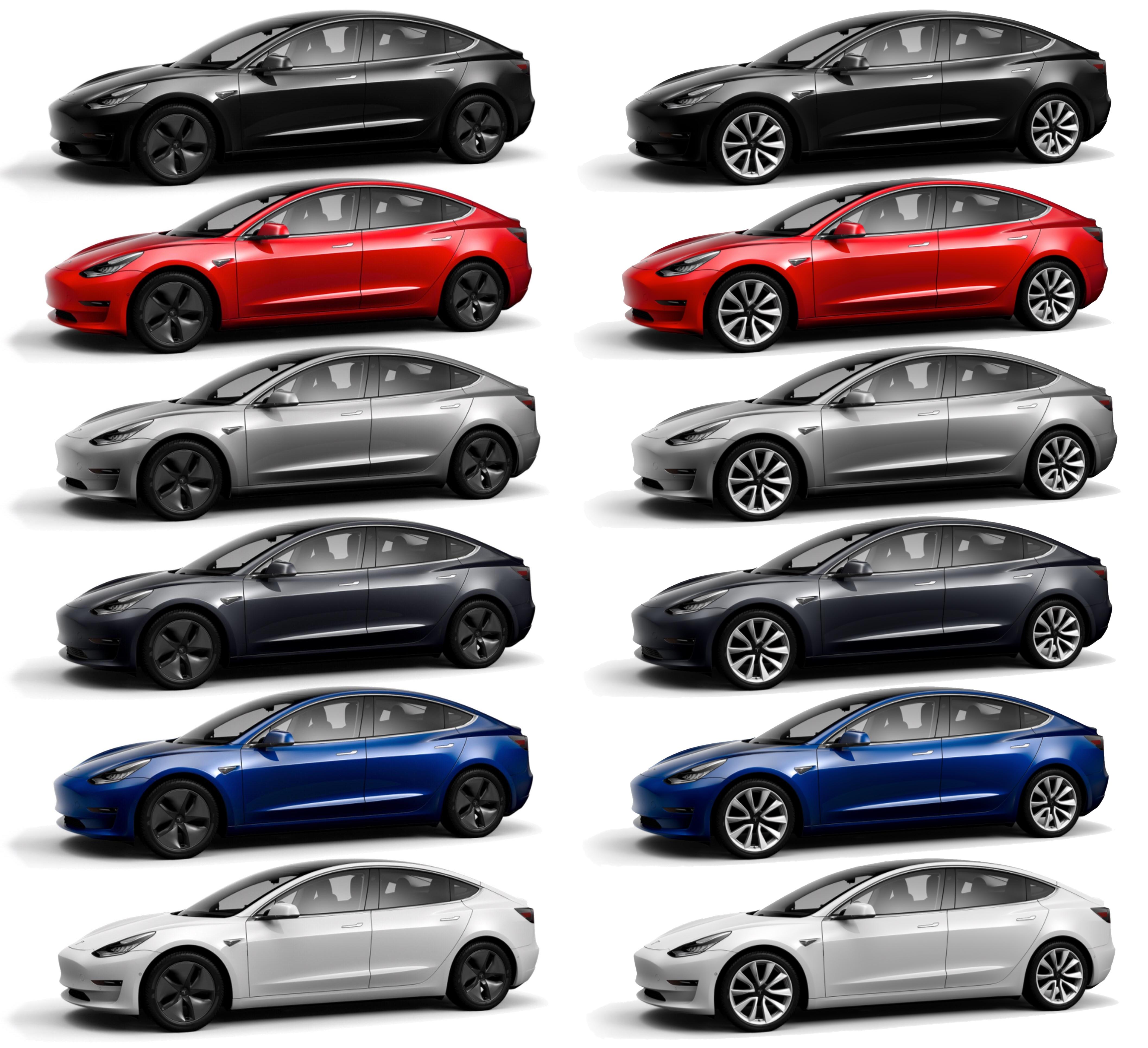Tesla Model 3 Colors